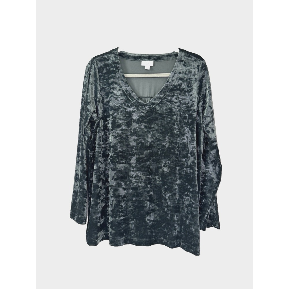 J Jill Medium Top Crushed Velvet V-Neck Stretch Whimsigoth Forest Fairy Goblin